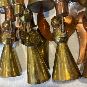 Brass and Copper Angel Candle Holders Set